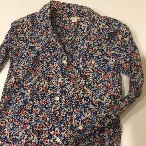 J Crew floral half-down button down shirt